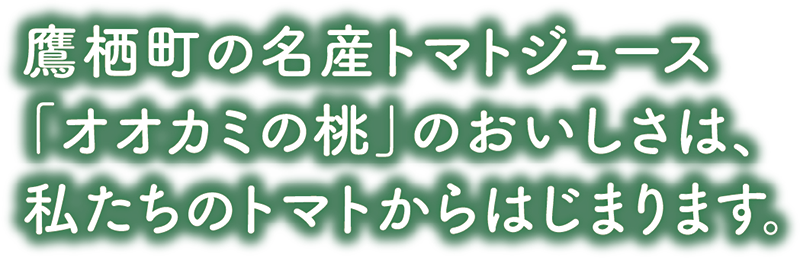 鷹栖町の名産トマトジュース「オオカミの桃」のおいしさは、私たちのトマトからはじまります。